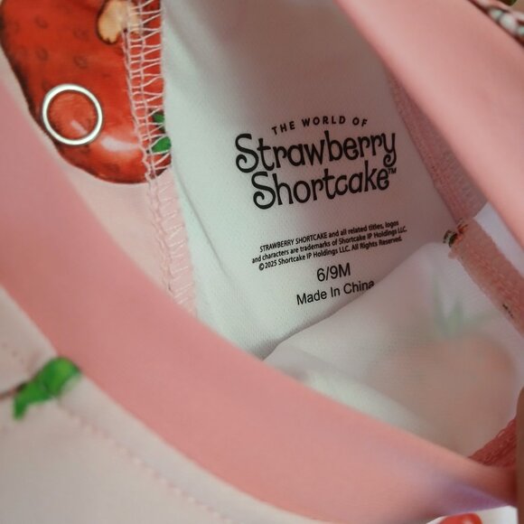 Strawberry Shortcake Girls Size 6/9 Months Long Sleeve Swimsuit Pink Red UPF 50+ - Picture 5 of 7